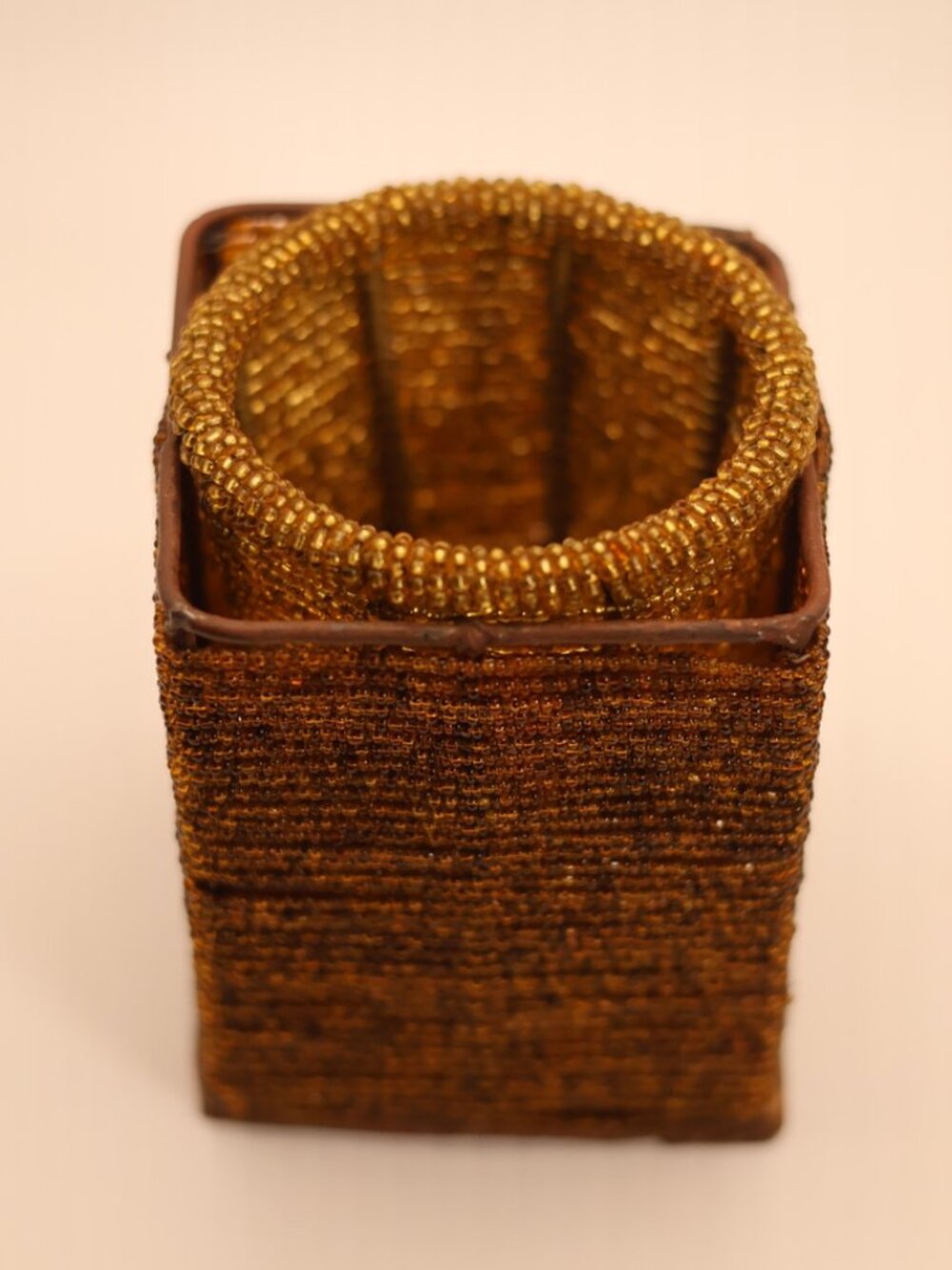 Vintage Beaded Candle Holders or Vanity Dishes Made in India